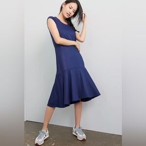 Anthro Maeve • Ismene Navy Midi Dress